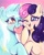 Size: 1050x1300 | Tagged: safe, artist:faelitha, bon bon, lyra heartstrings, sweetie drops, earth pony, pony, unicorn, g4, adorabon, blushing, couple, cute, duo, duo female, female, happy, heart, holiday, horn, lesbian, love, lyrabetes, mouth hold, one eye closed, open mouth, open smile, ship:lyrabon, shipping, smiling, valentine, valentine's day, valentine's day 2025