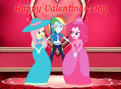 Size: 5122x3768 | Tagged: safe, artist:cartoonmasterv3, fluttershy, pinkie pie, rainbow dash, human, equestria girls, g4, brainwashed, brainwashing, clothes, dress, gown, happy valentines day, holiday, long dress, long skirt, skirt, valentine, valentine's day, victorian, victorian dress