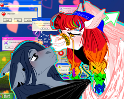 Size: 5000x4000 | Tagged: safe, artist:littleroadkill, oc, earth pony, pegasus, pony, g4, digital art, flirting, holiday, ms paint, my little pony, pegasus oc, ponysona, relationship, shipping, smiling, smug, teasing, valentine's day