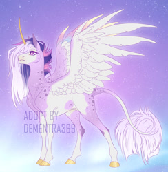 Size: 1952x2000 | Tagged: safe, artist:dementra369, oc, oc only, alicorn, pony, alicorn oc, coat markings, colored hooves, colored horn, colored wings, hooves, horn, leonine tail, magical lesbian spawn, next generation, offspring, parent:princess celestia, parent:twilight sparkle, parents:twilestia, pinto, signature, solo, spread wings, straight hair, tail, two toned mane, watermark, white pupils, wings