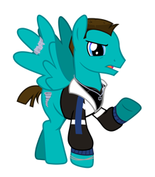 Size: 4661x5344 | Tagged: safe, artist:alicesponycorner, oc, oc only, pegasus, pony, g4, street chic, angry, blue eyes, bracelet, brown mane, buzz cut, clothes, hurricane, jacket, jewelry, la haine, male, necklace, polo shirt, ponified, ring, short hair, show accurate, simple background, solo, stallion, star of david, teal coat, transparent background, vector, very short hair, vincent cassel, vinz, walking, written equestrian