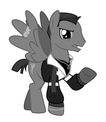 Size: 4661x5344 | Tagged: safe, artist:alicesponycorner, oc, oc only, pegasus, pony, g4, street chic, angry, bracelet, buzz cut, clothes, grayscale, hurricane, jacket, jewelry, la haine, male, monochrome, necklace, polo shirt, ponified, ring, short hair, show accurate, simple background, solo, stallion, star of david, transparent background, vector, very short hair, vincent cassel, vinz, walking, written equestrian