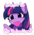 Size: 1571x1600 | Tagged: safe, artist:lerk, twilight sparkle, alicorn, pony, g4, :3, background removed, bust, cheek fluff, ear fluff, eye clipping through hair, female, hearts and hooves day, holiday, horn, looking at you, mare, mouth hold, partially open wings, portrait, simple background, smiling, solo, sticker, text, transparent background, twilight sparkle (alicorn), valentine's day, valentine's day 2025, wing fluff, wings