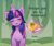 Size: 1800x1500 | Tagged: safe, artist:moewwur, artist:rin-mandarin, part of a set, twilight sparkle, alicorn, pony, g4, book, drool, holiday, magic, onomatopoeia, open mouth, postcard, sleepy, solo, sound effects, telekinesis, text, twilight sparkle (alicorn), valentine, valentine's day, valentine's day card, zzz