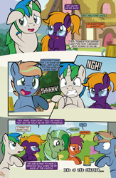 Size: 1920x2948 | Tagged: safe, artist:alexdti, oc, oc only, oc:brainstorm (alexdti), oc:purple creativity, oc:screwpine caprice, oc:star logic, oc:vee, pegasus, pony, unicorn, comic:quest for friendship retold, female, horn, male, mare, outdoors, stallion