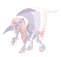 Size: 7500x7000 | Tagged: safe, artist:gigason, oc, oc only, oc:cupid, pegasus, pony, absurd resolution, adoptable, adult blank flank, blank flank, blue eyes, chin fluff, coat markings, colored, colored eyebrows, colored fetlocks, colored hooves, colored pinnae, colored wings, colored wingtips, curly mane, curly tail, dappled, ear fluff, eye markings, facial markings, feathered fetlocks, flat colors, gradient hooves, gray coat, hair tie, heart, heart mark, hooves, long mane, long mane male, looking back, male, male oc, mane tie, multicolored wings, obtrusive watermark, partially open wings, pegasus oc, pink mane, pink tail, ponytail, raised hoof, simple background, smiling, solo, spink hooves, splotches, stallion, stallion oc, standing, standing on three hooves, star (coat marking), striped mane, striped tail, tail, tail tie, three quarter view, tied mane, tied tail, transparent background, two toned mane, two toned tail, watermark, white wingtips, wings