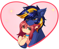 Size: 1815x1497 | Tagged: safe, artist:airiniblock, oc, oc:airi, oc:vajr, bat pony, unicorn, bat pony oc, female, heart, heart eyes, holiday, horn, love, male, oc x oc, shipping, straight, unicorn oc, vairi, valentine's day, valentine's day 2025, wingding eyes