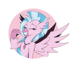 Size: 1444x1444 | Tagged: safe, gallus, ocellus, sandbar, silverstream, smolder, yona, hippogriff, friendship is magic, g4, my little pony: friendship is magic, laughing, solo, student six