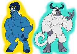 Size: 1414x1000 | Tagged: safe, artist:zetikoopa, grogar, storm king, goat, storm creature, anthro, g4, male, muscles