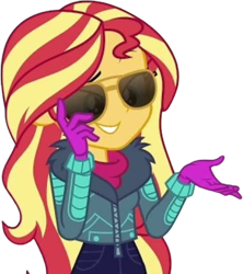 Size: 2239x2520 | Tagged: safe, edit, edited screencap, editor:mrtoonlover83, screencap, sunset shimmer, human, equestria girls, g4, background removed, not a vector, sunglasses