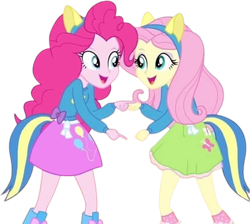 Size: 2811x2520 | Tagged: safe, edit, edited screencap, editor:mrtoonlover83, screencap, fluttershy, pinkie pie, g4, background removed, duo, duo female, female, not a vector, pony ears, wondercolts, wondercolts uniform