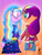 Size: 1620x2160 | Tagged: safe, artist:jesslmc16, izzy moonbow, sunny starscout, human, equestria girls, g4, g5, clothes, duo, duo female, female, glasses, gradient background, hearts and hooves day, holding hands, holiday, izzy rainbow, lesbian, looking at each other, looking at someone, mane stripe sunny, ship:moonscout, shipping, smiling, smiling at each other, valentine's day, valentine's day 2025