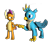 Size: 1150x1080 | Tagged: safe, artist:gaelgaming1, gallus, smolder, dragon, griffon, g4, my little pony: friendship is magic, school daze, 3d, dragoness, female, fist bump, male, source filmmaker