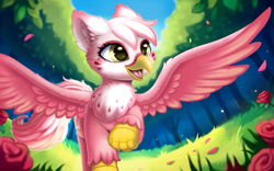 Size: 3069x1920 | Tagged: safe, artist:helip12, oc, oc:stargazer, griffon, female, flower, rose, solo