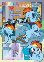 Size: 1920x2715 | Tagged: safe, artist:alexdti, rainbow dash, pegasus, pony, comic:how we met (italian), g4, belly, comic, female, filly, filly rainbow dash, foal, italian, solo, younger