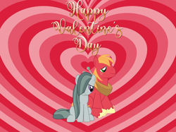 Size: 960x719 | Tagged: artist needed, safe, anonymous artist, artist:sketchmcreations, big macintosh, marble pie, earth pony, pony, g4, cute, duo, female, freckles, heart, heart background, hearts and hooves day, holiday, macabetes, male, marblebetes, mare, ship:marblemac, shipping, smiling, song in the description, stallion, straight, valentine's day, valentine's day 2025, valentine's day picture