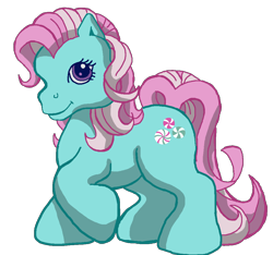 Size: 1024x959 | Tagged: safe, artist:anscathmarcach, artist:collegeman1998, minty, earth pony, pony, g3, chonk, cute, female, mare, mintabetes, raised hoof, simple background, smiling, solo, transparent background