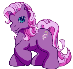 Size: 1024x959 | Tagged: safe, artist:anscathmarcach, artist:collegeman1998, wysteria, earth pony, pony, g3, chonk, cute, female, mare, raised hoof, simple background, smiling, solo, transparent background, wysteriadorable