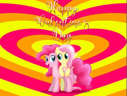 Size: 960x720 | Tagged: artist needed, safe, anonymous artist, artist:rainbownspeedash, fluttershy, pinkie pie, earth pony, pegasus, pony, g4, cute, diapinkes, duo, duo female, female, grin, heart, heart background, hearts and hooves day, holiday, lesbian, looking at each other, looking at someone, mare, open mouth, open smile, ship:flutterpie, shipping, shyabetes, smiling, smiling at each other, song in the description, the sweethearts, valentine's day, valentine's day 2025, valentine's day picture