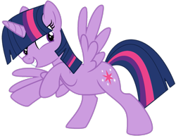 Size: 1415x1090 | Tagged: safe, artist:katnekobase, artist:twilyisbestpone, twilight sparkle, alicorn, pony, g4, badass, base used, female, mare, pegasus wings, pose, simple background, smiling, solo, spread wings, transparent background, twilight sparkle (alicorn), wings