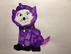 Size: 1032x774 | Tagged: safe, artist:ralsei6644, twilight sparkle, alicorn, dog, husky, g4, clothes, cosplay, costume, everest (paw patrol), hoodie, paw patrol, traditional art, twilight sparkle (alicorn)