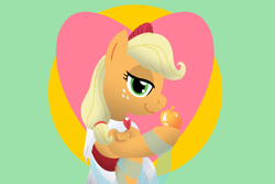 Size: 3000x2000 | Tagged: safe, artist:mightyshockwave, idw, applejack, g4, my little pony classics reimagined: the odyssey, abstract background, aphrodite, clothes, golden apple, toga