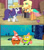 Size: 1024x1152 | Tagged: safe, edit, edited screencap, screencap, applejack, rarity, earth pony, pony, unicorn, g4, my little pony: friendship is magic, season 4, simple ways, big pink loser, comparison, female, horn, hub logo, logo, mare, patrick star, rarihick, spongebob squarepants, spongebob squarepants (character), the hub