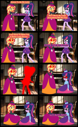 Size: 9356x15072 | Tagged: safe, artist:cartoonmasterv3, sci-twi, sunset shimmer, twilight sparkle, human, equestria girls, g4, brainwashed, brainwashing, clothes, comic, dress, gown, humanized, long dress, long skirt, skirt, victorian, victorian dress