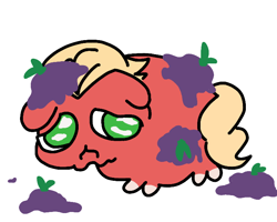 Size: 720x576 | Tagged: safe, artist:mindset, long face, sprout cloverleaf, earth pony, pony, g5, berry, bully, bullying, digital art, food, frown, male, meme, solo, stallion, teary eyes