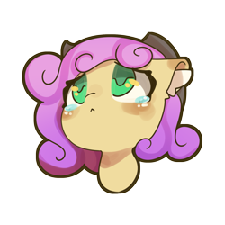 Size: 2125x2125 | Tagged: safe, artist:luxaestas, oc, oc only, oc:quickdraw, commissioner:dhs, cowboy hat, curly mane, emote, green eyes, hat, looking up, sad, simple background, solo, teary eyes, transparent background, yellow coat