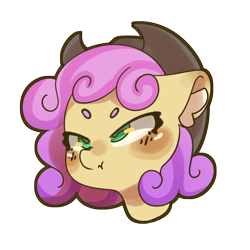 Size: 2125x2125 | Tagged: safe, artist:luxaestas, oc, oc:quickdraw, commissioner:dhs, cowboy hat, curly mane, emote, green eyes, hat, huff, pouting, scrunchy face, simple background, solo, transparent background, yellow coat