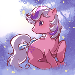 Size: 2048x2048 | Tagged: safe, artist:izuchi, twilight, pony, unicorn, g1, bow, horn, solo, tail, tail bow