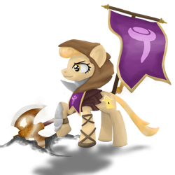 Size: 768x768 | Tagged: safe, artist:neowemu, oc, oc only, pony, unicorn, albion online, armor, axe, battle axe, clothes, face mask, female, hidden horn, hoodie, horn, mare, mask, simple background, thetford, transparent background, weapon