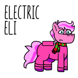 Size: 1280x1280 | Tagged: safe, artist:josephthedumbimpostor, oc, oc only, oc:electric eli, earth pony, among us, earth pony oc, rule 85, simple background, white background