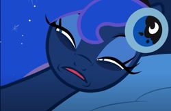 Size: 1047x681 | Tagged: safe, artist:forgalorga, princess luna, g4, earbuds, meme face, princess luna is looking for a hobby, sleepy