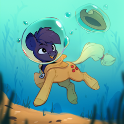 Size: 2048x2048 | Tagged: safe, alternate character, alternate version, artist:rexyseven, oc, oc only, pony, bubble, commission, solo, underwater, water, ych result