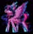 Size: 1600x1637 | Tagged: safe, artist:tkotu434, twilight sparkle, alicorn, pony, g4, adversarial noise, alternate design, chest fluff, clothes, corset, hoof shoes, horn, multicolored mane, shading, sparkles, sparkly mane, sparkly tail, spread wings, tail, three toned tail, three toned wings, twilight sparkle (alicorn), wings