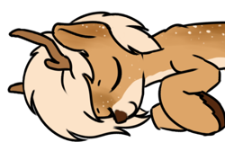 Size: 610x411 | Tagged: safe, artist:alexi148, oc, oc only, oc:deeraw, deer, antlers, deer oc, eyes closed, lying down, male, non-pony oc, sleeping, smiling, solo