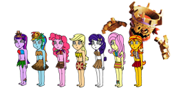 Size: 1280x655 | Tagged: safe, artist:kingdom-of-rp, applejack, fluttershy, pinkie pie, rainbow dash, rarity, sunset shimmer, twilight sparkle, human, equestria girls, g4, donkey kong (series), donkey kong country returns, female, hypno dash, hypno pie, hypnojack, hypnority, hypnoshy, hypnosis, hypnotized, mane seven, mane six, tiki tong