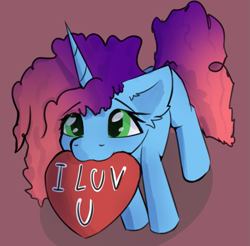 Size: 833x821 | Tagged: safe, artist:naza, misty brightdawn, pony, unicorn, g5, eyebrows, eyebrows visible through hair, eyelashes, gradient mane, heart, high angle, horn, looking at you, looking up, looking up at you, shading, shadow