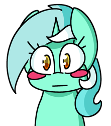 Size: 899x1016 | Tagged: safe, artist:starbounce, lyra heartstrings, unicorn, g4, blushing, cel shading, emote, emotes, emotic, female, flushed face, horn, looking at you, lyra emote pack, mare, outline, shading, simple background, transparent background, white outline