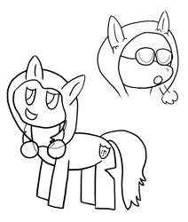 Size: 1300x1536 | Tagged: safe, artist:sweet nova, fern (g5), earth pony, g5, make your mark, my little pony: make your mark, leak, concept art, female, glasses, mare, monochrome, simple background, solo, white background