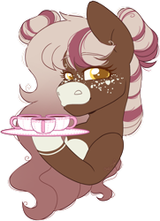 Size: 1024x1417 | Tagged: safe, artist:chrzaan, oc, earth pony, pony, bust, coffee cup, cup, female, mare, portrait, simple background, solo, transparent background