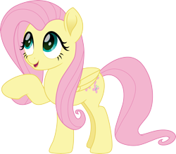 Size: 3419x3000 | Tagged: safe, artist:cloudy glow, fluttershy, pegasus, pony, g4, my little pony: friendship is magic, my little pony: rainbow roadtrip, looking up, movie accurate, open mouth, raised hoof, simple background, transparent background, vector