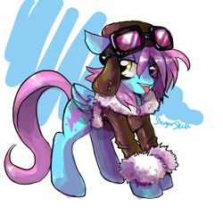 Size: 1000x1000 | Tagged: safe, artist:shugarsketch, oc, oc:gumbolt, pegasus, bomber jacket, clothes, female, female oc, goggles, jacket, pegasus oc, solo, tongue out