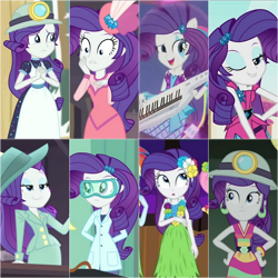 Size: 900x900 | Tagged: safe, artist:frankcrazy16, edit, edited screencap, screencap, rarity, human, equestria girls, g4, life is a runway, my little pony equestria girls: choose your own ending, opening night, rarity investigates: the case of the bedazzled boot, detective rarity, goggles, headlamp, keytar, musical instrument, one eye closed, ponied up, wink