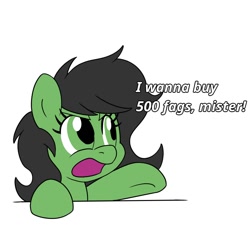 Size: 1000x1000 | Tagged: safe, artist:unitxxvii, oc, oc:filly anon, earth pony, pony, dialogue, female, filly, foal, open mouth, simple background, solo, white background