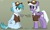 Size: 5000x3000 | Tagged: safe, artist:itsspoops, appointed rounds, rainy day, pegasus, pony, g4, clothes, cute, duo, duo female, female, hat, mailmare, mare, shirt, smiling, text