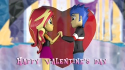 Size: 3840x2160 | Tagged: safe, artist:fazbearsparkle, flash sentry, sunset shimmer, human, equestria girls, g4, 3d, duo, duo male and female, female, holiday, indoors, male, ship:flashimmer, shipping, source filmmaker, straight, valentine's day