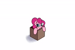 Size: 3000x2000 | Tagged: safe, artist:simpledoggo, pinkie pie, earth pony, pony, g4, box, boxing day, female, mare, pony in a box, simple background, smiling, solo, white background